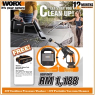 WORX COMBO SET - WG629E.1 20V Cordless Hydroshot Portable High Pressure Cleaner + WX030 Cordless Por
