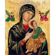 Our Lady of Perpetual Help Icon Picture Printed On Canvas Virgin Mary Painting Madonna and Child Byz