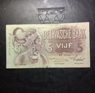 uang kuno Indonesia seri wayang 5 Gulden ttd smith rare low number
