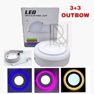 Downlight 2 Warna Outbow 3+3 Watt Bulat Tempel Led Panel
