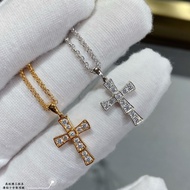 Fashion Fashion ❤ High Version V Gold Cross Necklace Plated 18K Gold Fashion Couple Diamond Light Lu