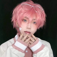 Light Pink Cosplay Short Wig White Grey Creamy White Amine Cosplay Wig For Men Women Synthetic Wig C
