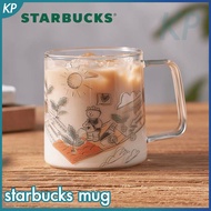 Starbuck ถ้วยแก้วแก้ว473มิลลิลิตรความรักพิมพ์ถ้วยกาแฟถ้วยนมดื่มสำนักงานแก้วถ้วยชาสร้างสรรค์กล่องของขวัญ