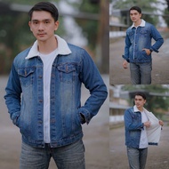JACKET PRIA DENIM JEANS SHERPA JACKET DENIM BULU PRIA DAN WANITA TERLARIS BIKER DILAN SHERPA