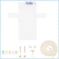 FKILLA Knitting Plastic Mesh Kit, White Handmade Bag Mesh Grid Set, Plastic Mesh Plastic Canvas