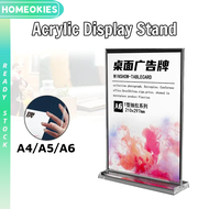 A4/A5/A6 Acrylic Double Sided Menu Holder Display Stand T-type Menu Ad Frame Photo Holder