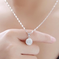 925 silver plated necklace Italy round zircon pendant chain for women - hypoallergenic