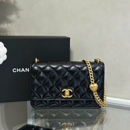 CHANEL 25C愛心調節釦羊皮WOC - 黑金