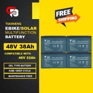 Tianneng Ebike battery 48v 38ah Gel Type Solar Compatible with 48v 32ah