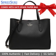 Kate Spade Handbag With Gift Paper Bag Crossbody Bag Harper Refined Grain Satchel Black # WKR00064