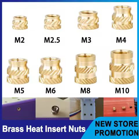 M2 M2.5 M3 M4 M5 M6 M8 Brass Heat Insert Nut Double Twill Knurled Hot Melt Molding Injection Embed I
