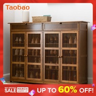 New Chinese Style Bamboo Shoe Cabinet Breathable with Door Small Shoe Cabinet Bamboo Multi-Layer Home Doorway Bamboo Storage Shoe Rack