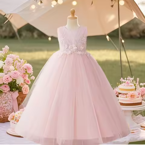 Girls fairy tale princess dress sweet pink dress elegant beautiful dress suitable for birthday party