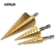 KIPRUN 3 pcs HSS Titanium Coated Step Universal Drill Bit Set, 4-12 4-20 4-32 mm Drilling Power Tool