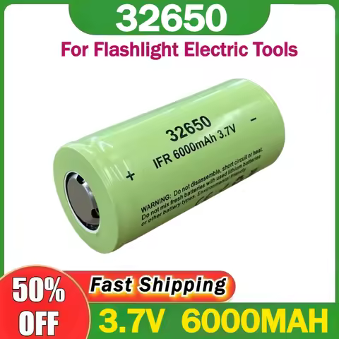 32650 3.7V 6000mAh Rechargeable Li-ion Battery 3.7V 6000mAh Flat Top Lithium Batteries for Flashligh