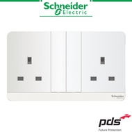 Schneider AvatarOn 13A 250V 2 Gang Twin Switched Socket White Gloss BS 1363A Standard