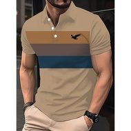 Men's 3D Printed Contrasting Button Up Shirt - , Sporty and Casual Style with Eagle Logo WN0S