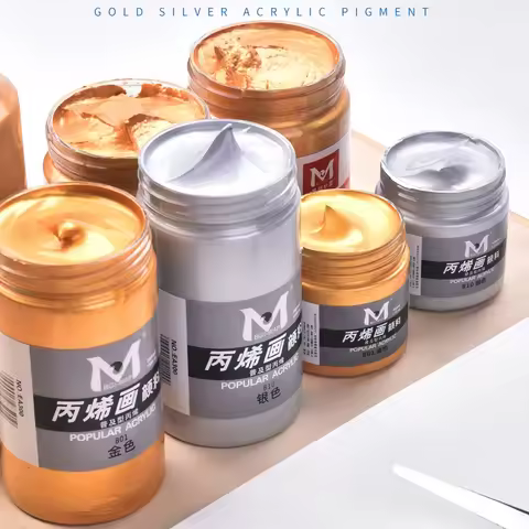 300ml Metal Acrylic Paint Waterproof Gold Glitter Acrylic Paint Silver Paint Wall Paint That Does No
