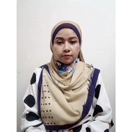 Tudung bawal Chiffon Custom printed design Tudung bawal New design KHAKI + BLUE