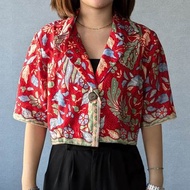 印尼蠟染短袖西裝外套 RATNA - 多彩紅 - RAT005