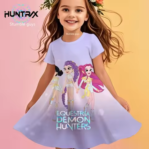 Girls Kpop Demon Hunters Dress Zoey Summer Anime Cartoon Princess Beach Casual Sleepwear