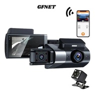 GFNET Vehicle Recorder, Loop Recording Night Vision Car DVR,  APP Control HD 3 Lens Car Dashcam Driv