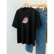 COD Real Shot Combed 100% Cotton New Style Mid-Length Loose Short-Sleeved T-Shirt Women Printed Summ