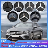 Front Bumper Grille Star Badge Chrome Silver Illuminated OEM Emblem For Mercedes Benz E200 E250 E300