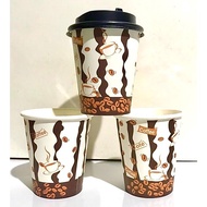 8oz printed paper coffee cup with black lid