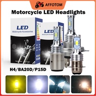 AFFOTOM High-brightness Motorcycle LED Headlight H4 BA20D P15D Dual-color Headlight