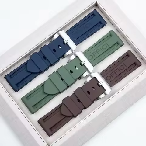 Fluororubber Soft FKM Rubber Watch Band For Panerai Strap Accessories For PAM111/441 Watchbands 22mm