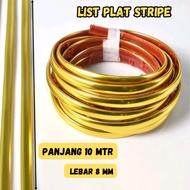 List Plat Strip Mirror Gold Panjang 10 Mtr &amp; Lebar 8mm / List Plat Strip Hairline Wallpaper Sticker