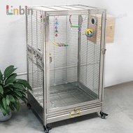 linbin.sg Stainless Steel Bird Cage 304 Grade Splash-Resistant Glass Parrot Cage Large Bird Cage Acc