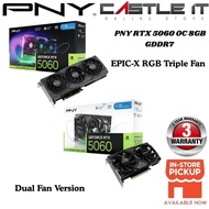 PNY RTX 5060 OC 8GB GDDR7 Graphic Card | EPIC-X RGB Triple Fan or Dual Fan Version
