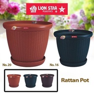 GLE -822 Lion Star Rattan Pot Bunga Tanaman Besar Jumbo Plastik