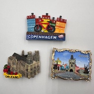 9.13#Denmark Czech Prague France Eiffel Tower Refridgerator Magnets Resin Magnetic Crafts Souvenir