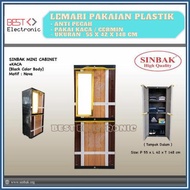 Lemari Plastik Sinbak Mini Cabinet / Lemari Pakaian 2 Pintu + Kaca