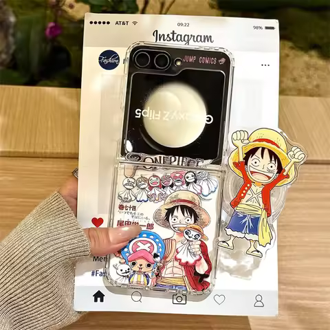 Cartoon Anime Cute O-One P-Piece Luffy Zoro Fold Magsafe Wireless Charge Case For Samsung Z Flip 3 4