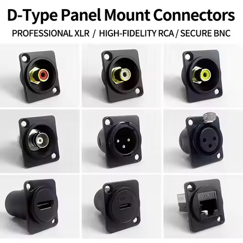 Premium Chassis Mount Connector, D-Type Panel Mount Socket for RCA/XLR/BNC/HDMI/USB-C/RJ45 CAT.5E Ad