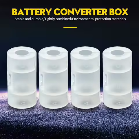 2/4PCS LR06 AA to C LR14 Size Transparent Battery Storage Box AA to C Battery Adapter Holder Case Co