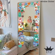 Ins Cartoon Cute Static Sticker Cloakroom Bedroom Dormitory Full Body Mirror Decoration Mirror Sticker Clothing Store Fitting Mirror Sticker