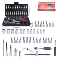 Tool Box 46PCS Tool Box Set Combination Socket Wrench Ratchet Spanner Tool Set Box Car Motor Spark P