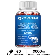 Thực phẩm bổ sung dầu nhuyễn thể Nam Cực Omega 3 3000 mg - DHA EPA Omega-3 & Astaxanthin cô đặc cho