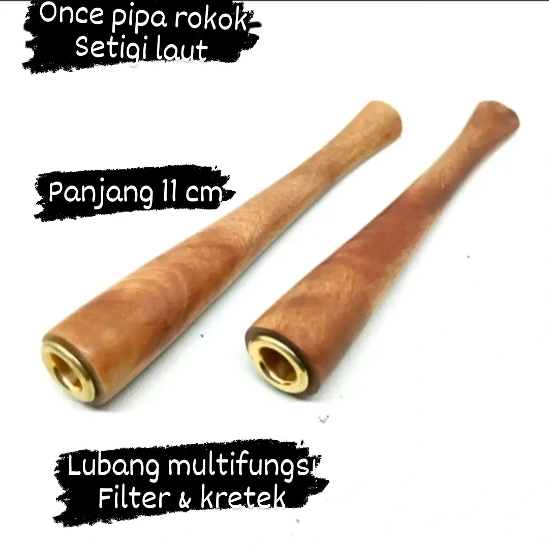 once pipa pipo rokok kayu setigi bukan gading model bulat panjang 11 cm