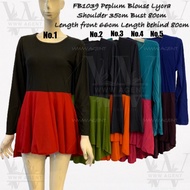 WOMEN BLOUSE LYCRA BORONG MURAH PEPLUM