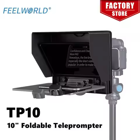 Feelworld TP10 Teleprompter 10 Inch Phone Camera Collapsible Teleprompter Support Horizontal and Ver
