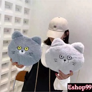 Eshop99 Viral fluffy small sling bag with iron chains/ love ❤️ shape bag/square  bag/fluffy  bag