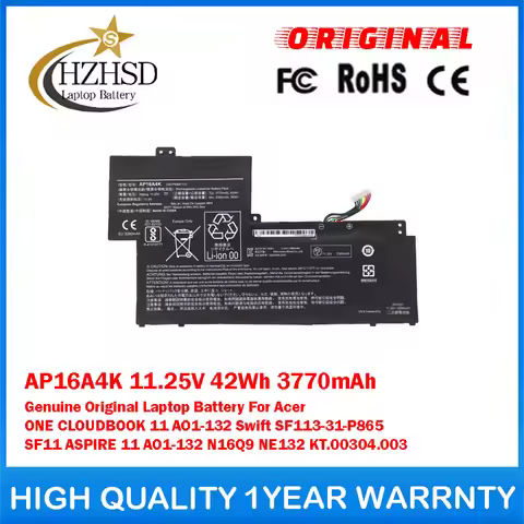 AP16A4K 11.25V 42Wh 3770mAh Genuine Original Laptop Battery For Acer ONE CLOUDBOOK 11 AO1-132 Swift 