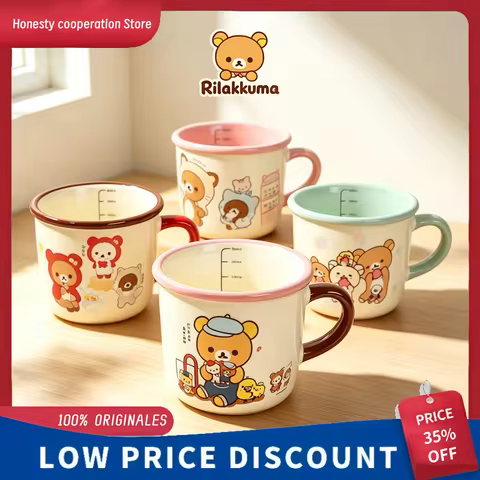 Rilakkuma Co-branded Ceramic Mug Cute Cartoon Water Cup High Aesthetic Daily Drinking Cup Perfect Bi