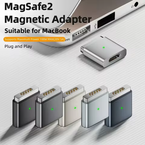 2025 New Type-C to Magsafe 2 Adapter,Support PD 100W Magnetic Charging Converter T-Head for MacBook 